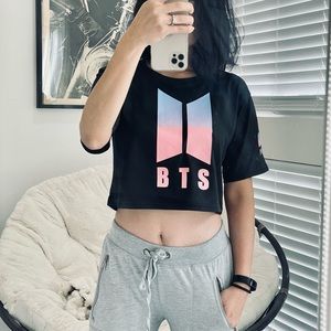 BTS K Pop Korean fashion band black crop top